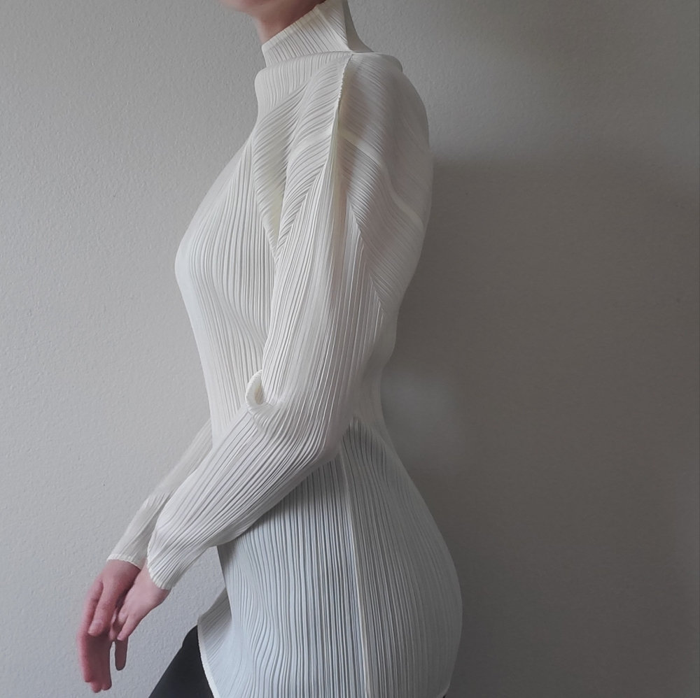 Issey Miyake Pleats Please Ivory White Top